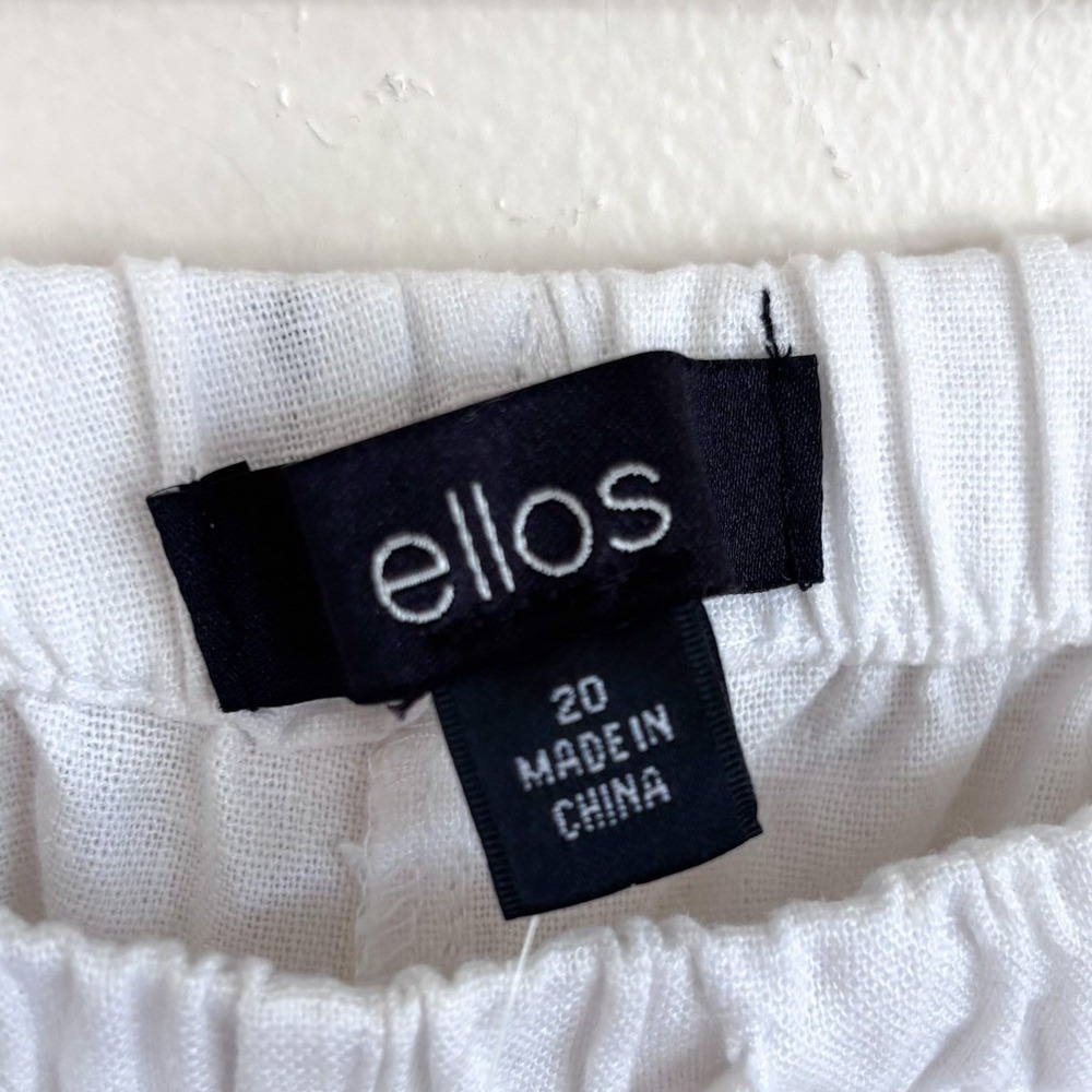 Ellos Womens Linen Cropped Wide Leg Euro Summer Pants Size 20 White Coastal - Picture 5 of 7